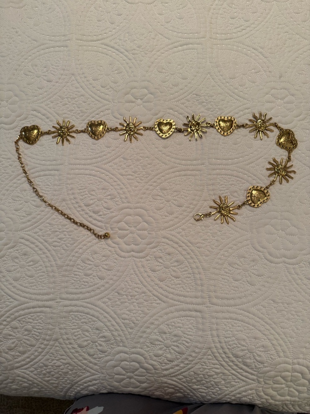 Haute Hippie Gold Sun and Heart Link Chain Belt